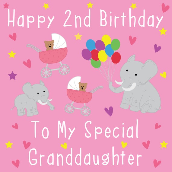Granddaughter 2nd Birthday Card Happy 2nd Birthday Etsy Granddaughter 2nd Birthday Card Happy 2nd Birthday Etsy