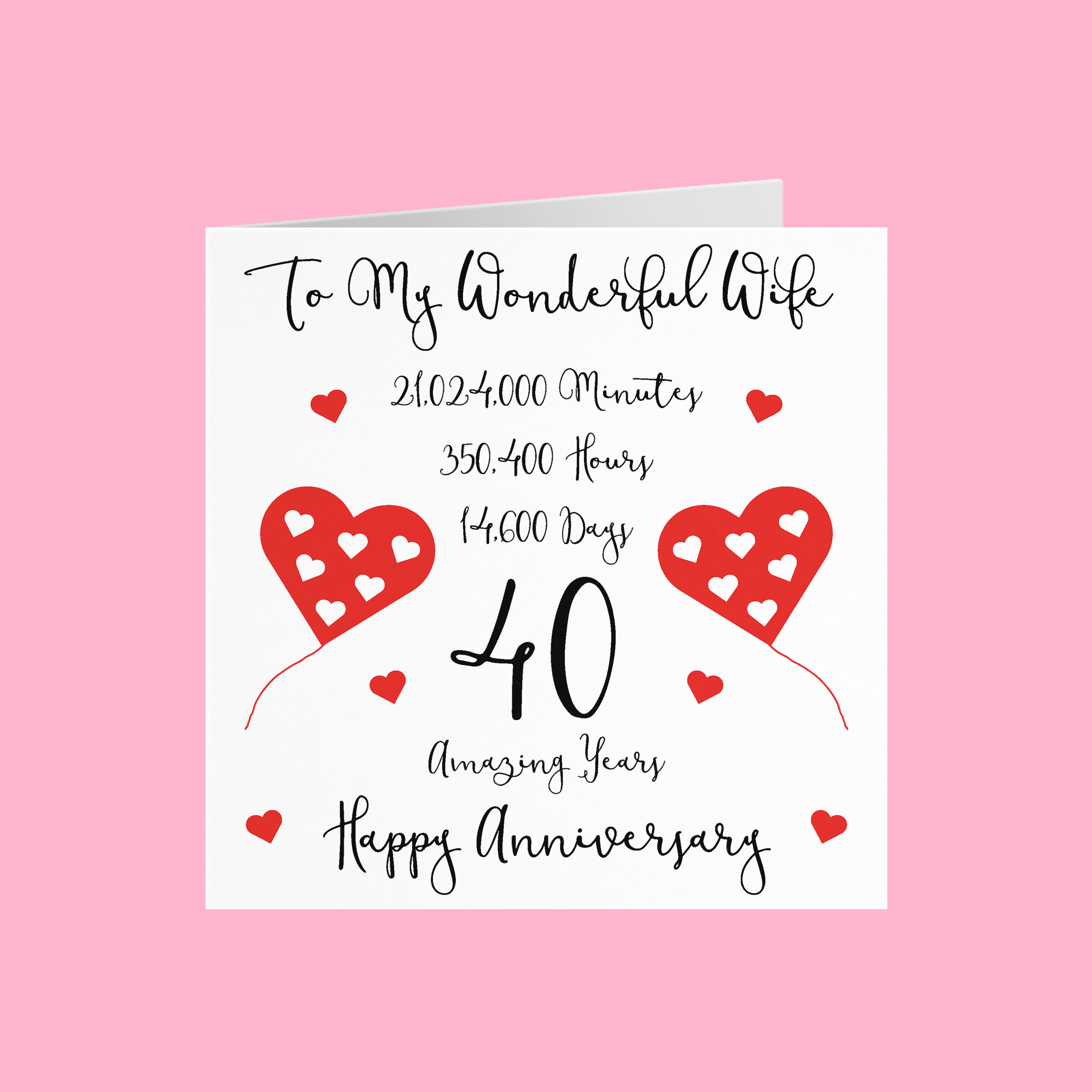 Romantic Wife 40th Wedding Anniversary Card To My Wonderful Etsy