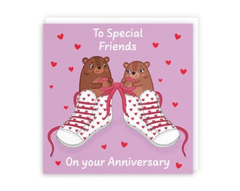 Hunts England - Cute Love Laces Friends Anniversary Card - Fun Bears Anniversary Card - Love Story