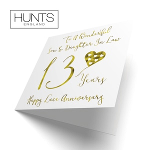 Son and Daughter in Law 13th Anniversary Card - 'to A Wonderful Son ...
