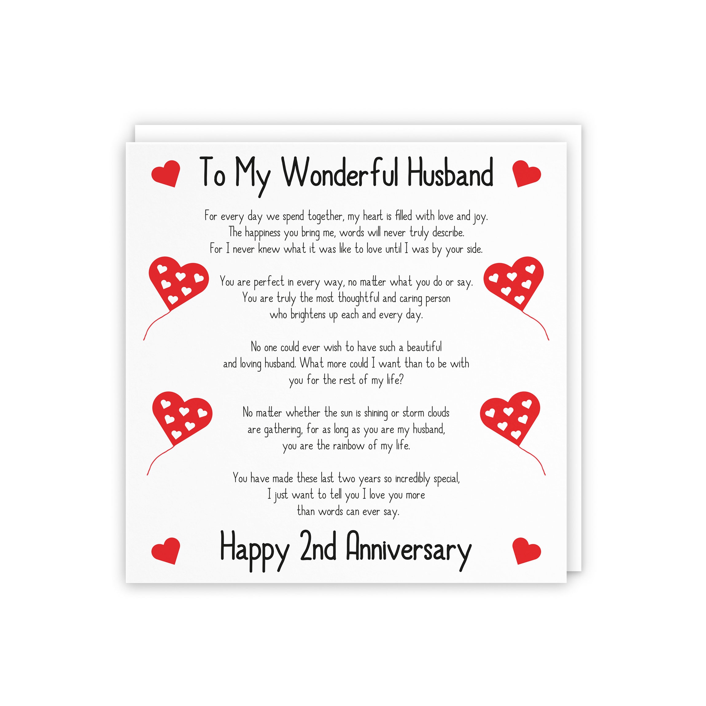 Buy Romantic Husband 2nd Wedding Anniversary Love Verse Card to My  Wonderful Husband Happy 2nd Anniversary Romantic Verses Collection Online  in India 