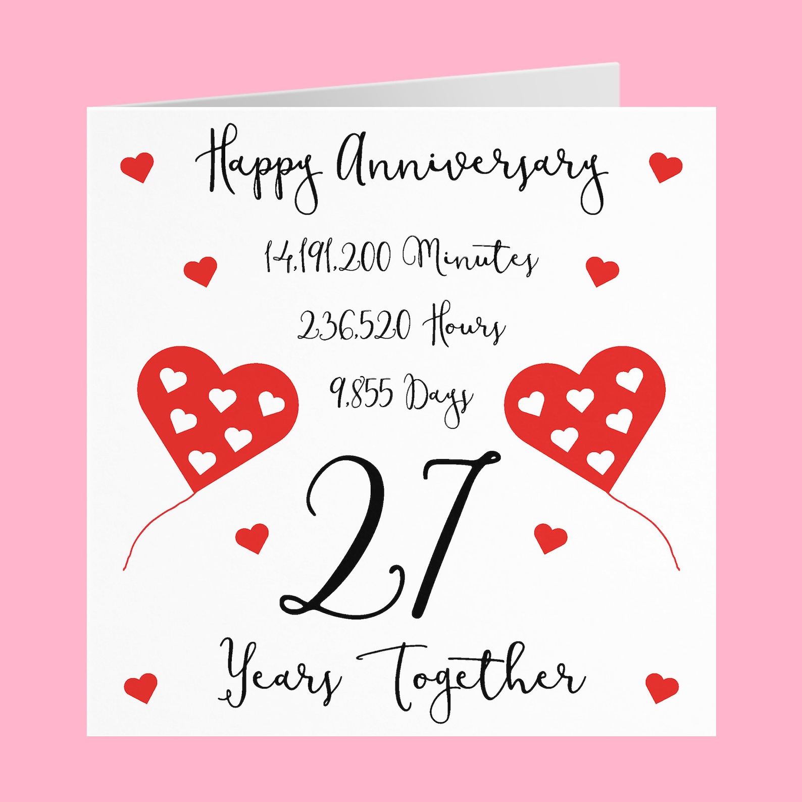27th Wedding Anniversary Card 27 Years Together Happy Etsy