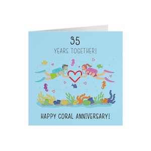 35th Wedding Anniversary Card - Coral Anniversary - Iconic Collection