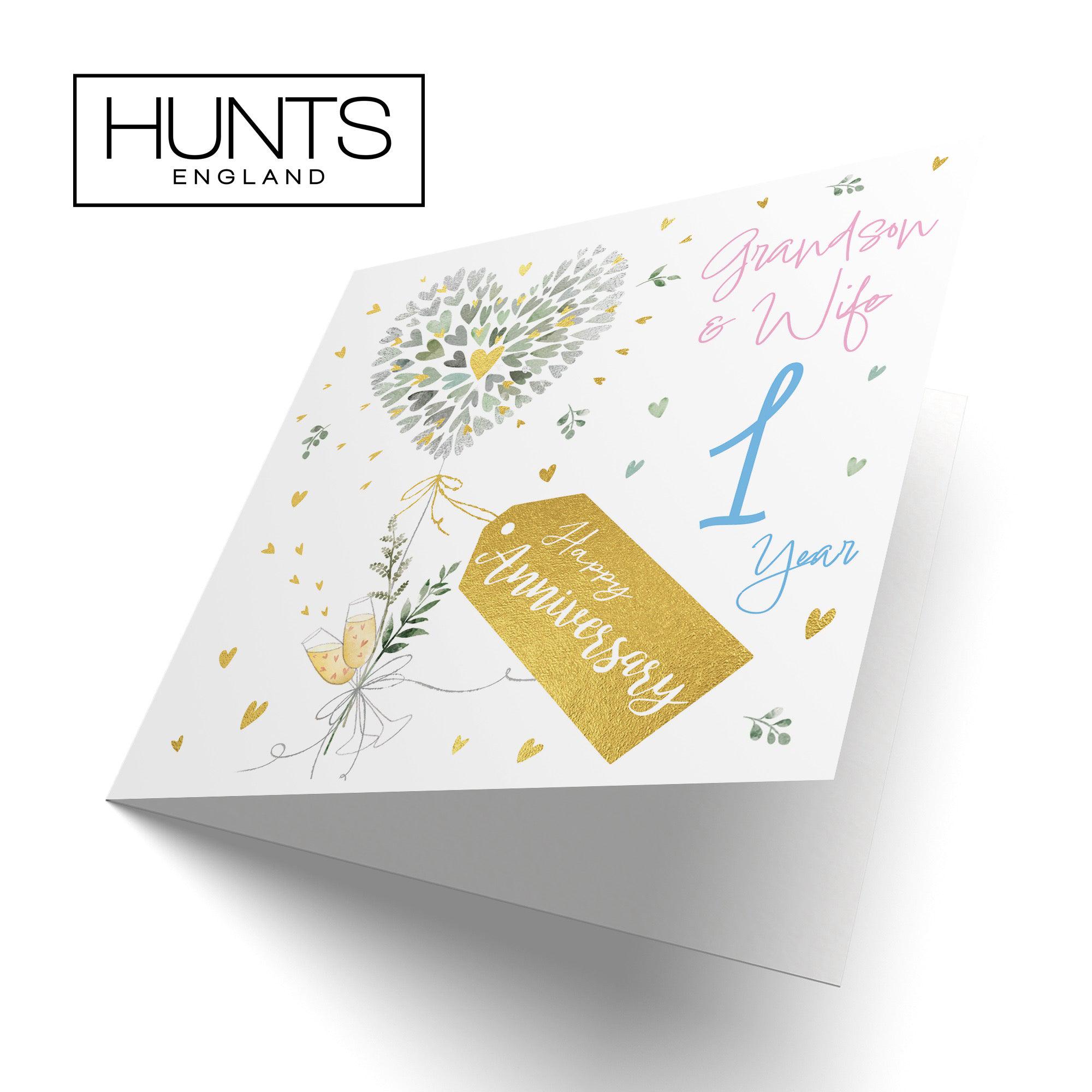 Hunts England Goldfolien-Karte Zum 1. Hochzeitstag – Für Sohn & Schwiegertochter