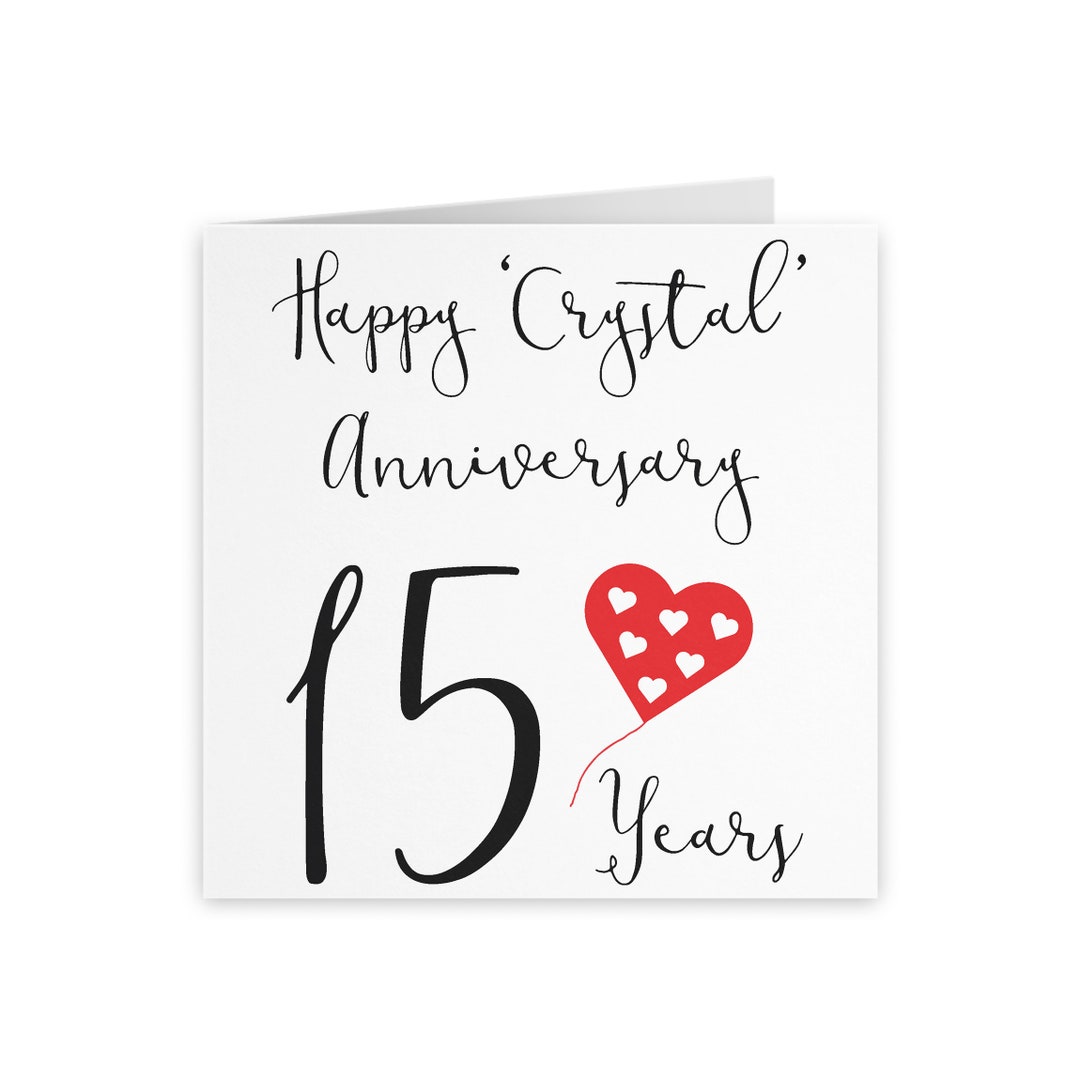 15th Wedding Anniversary Card Happy 'crystal' Anniversary 15 Years Red