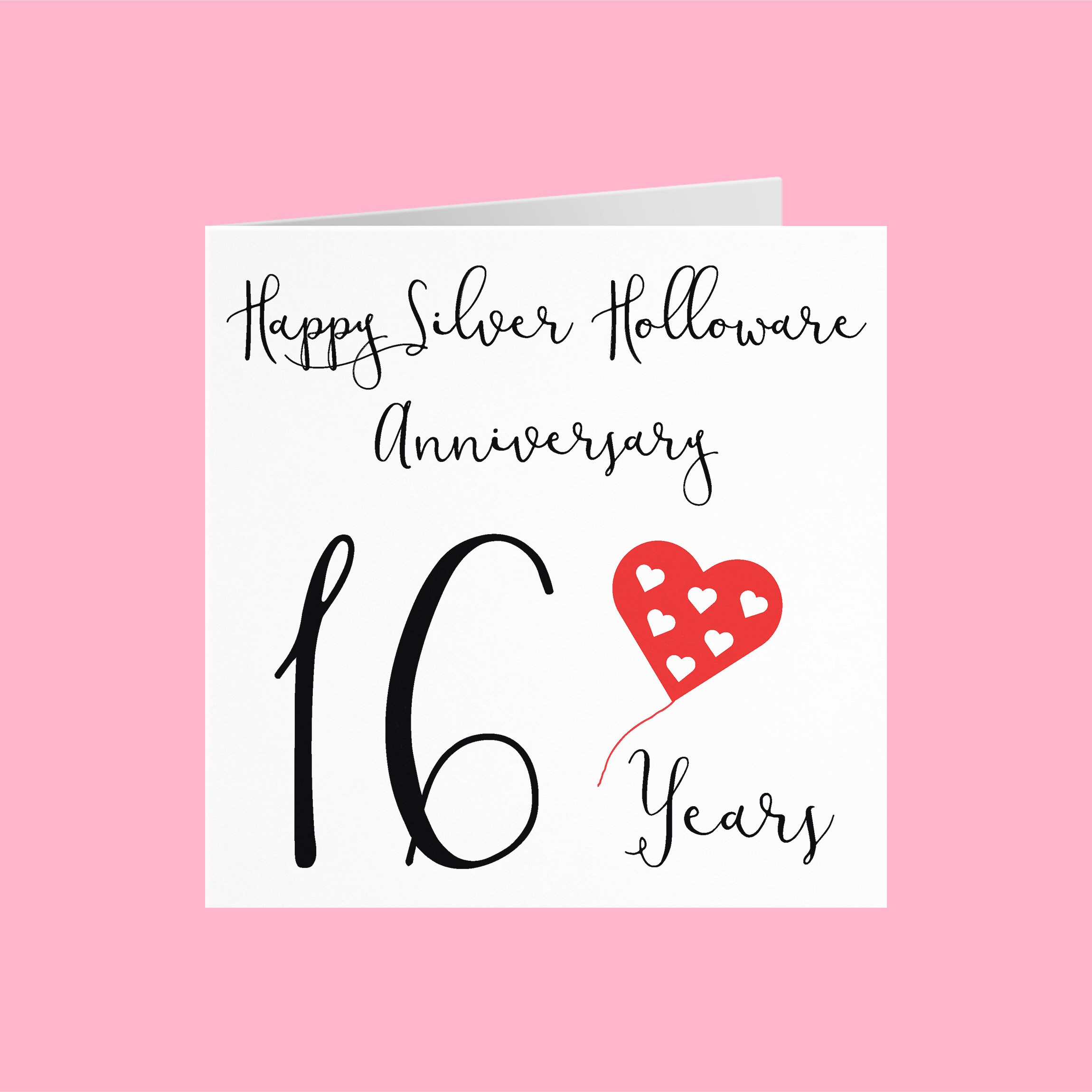 Happy 16 Years Anniversary 16Th Wedding Anniversary Card Happy Silver Holloware | Etsy Singapore
