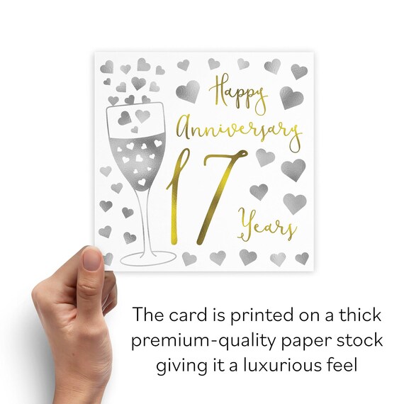 17th Wedding Anniversary Card - 'happy Anniversary' - '17 Years
