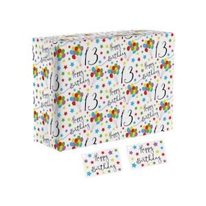 13th Birthday Wrapping Paper Thirteen Today Birthday Gift Wrap Set