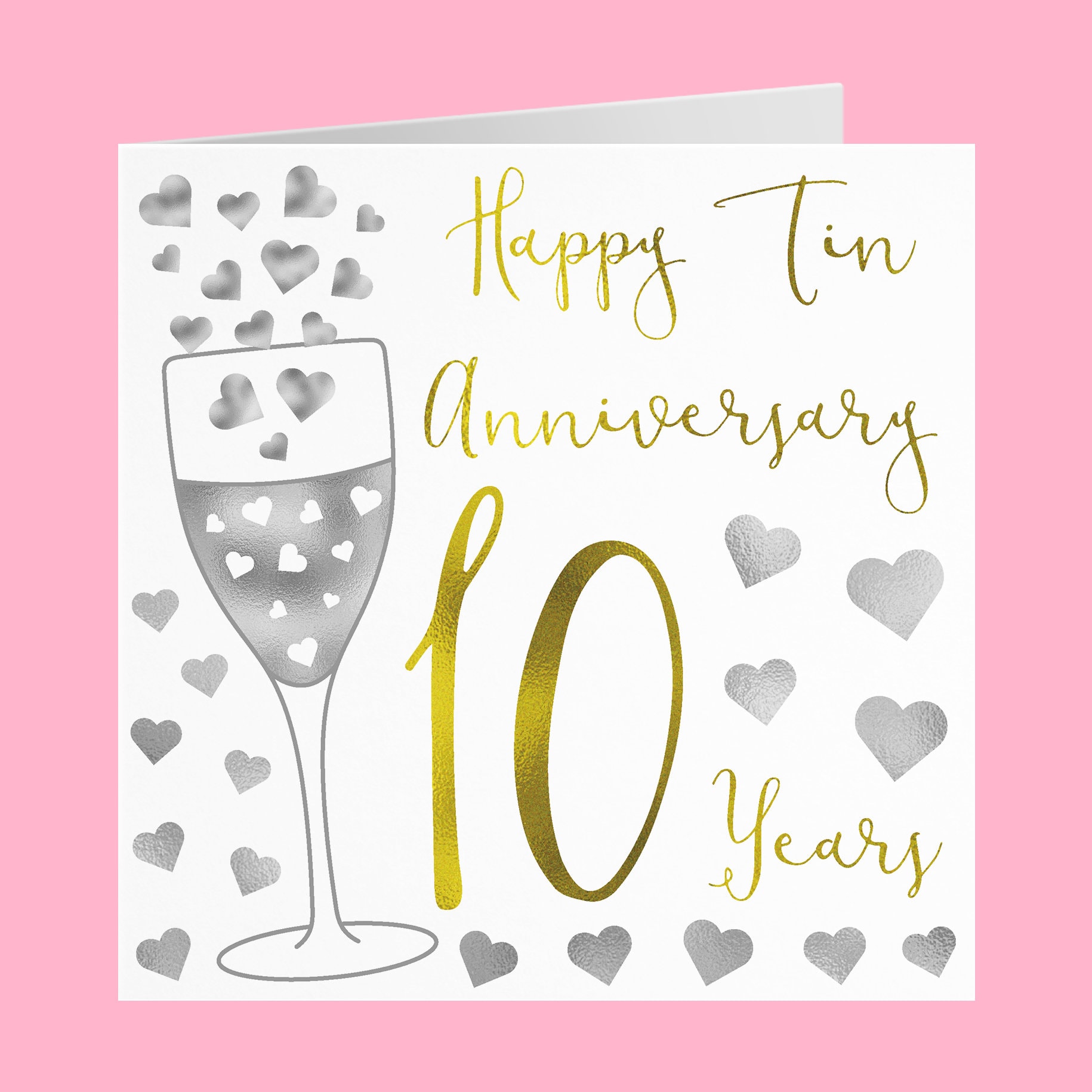 10th Wedding Anniversary Card Happy Tin Anniversary 10 Etsy