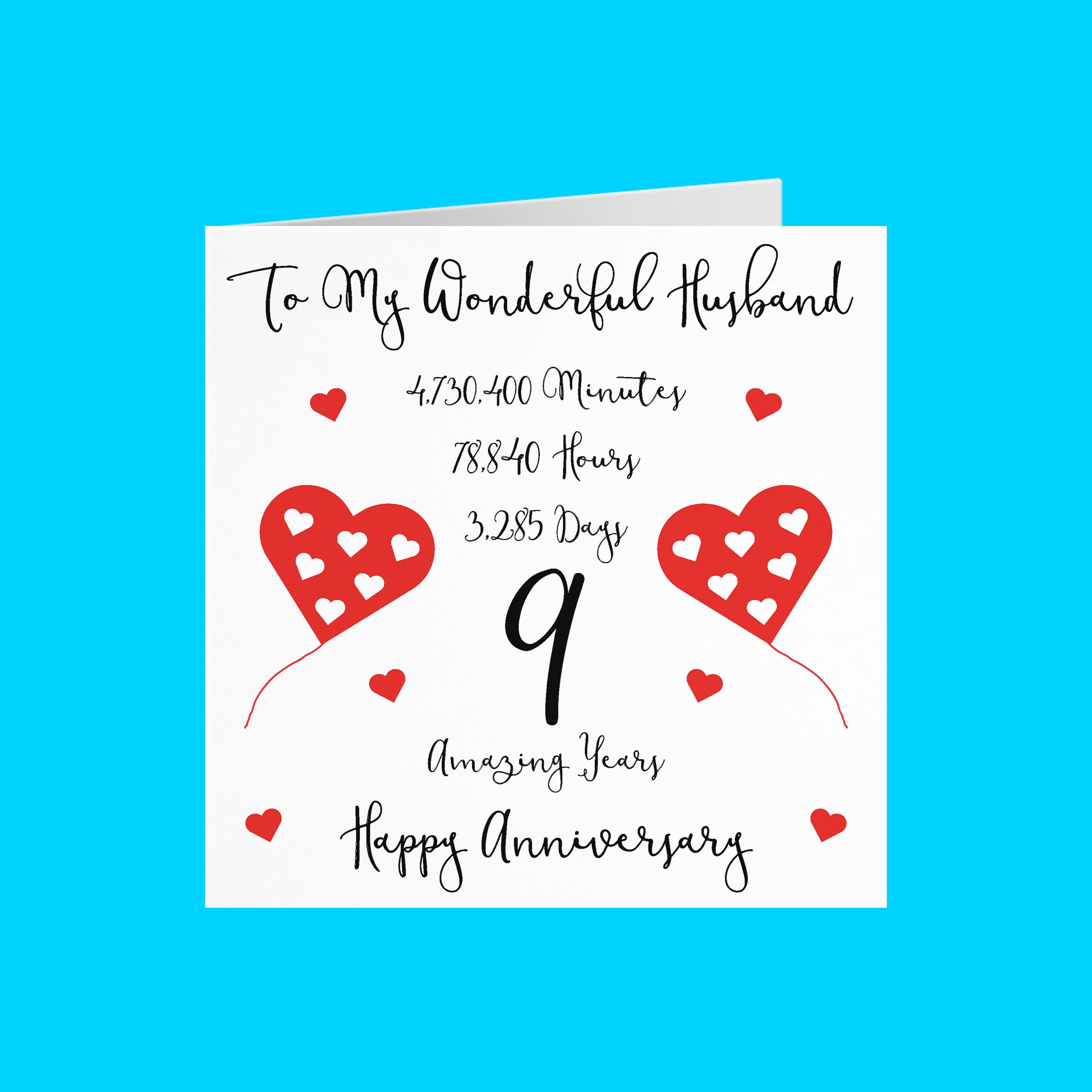 Romantic Husband 9th Wedding Anniversary Card To My | Etsy