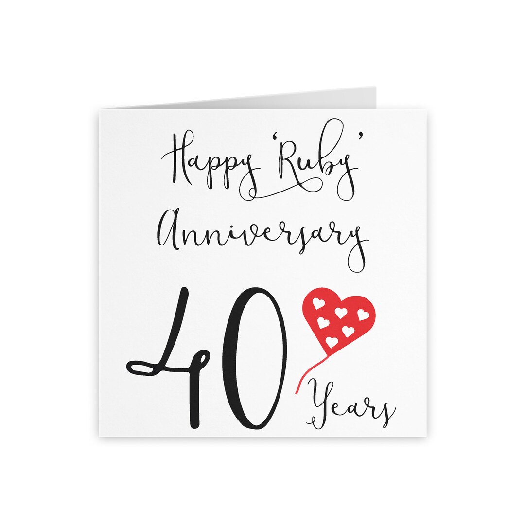 40th Wedding Anniversary Card Happy 'ruby' Etsy