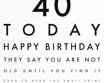 Funny Joke 40th Birthday Card 40 Today They Say You Are Not