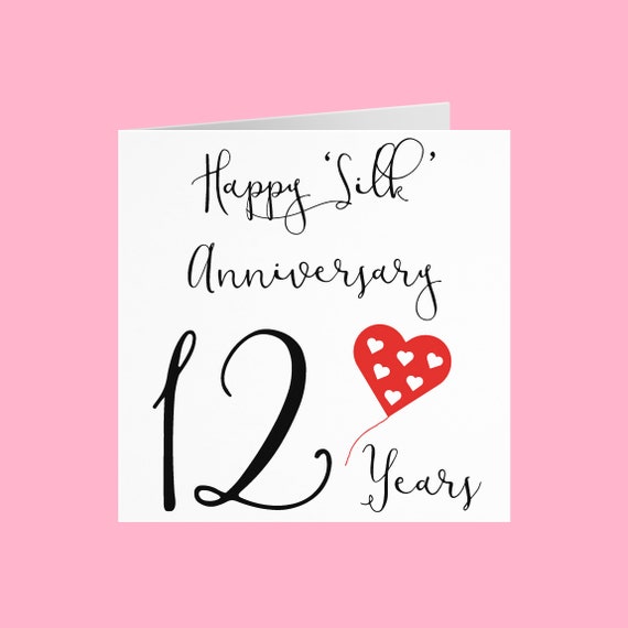 12th Wedding Anniversary Card Happy Silk Etsy