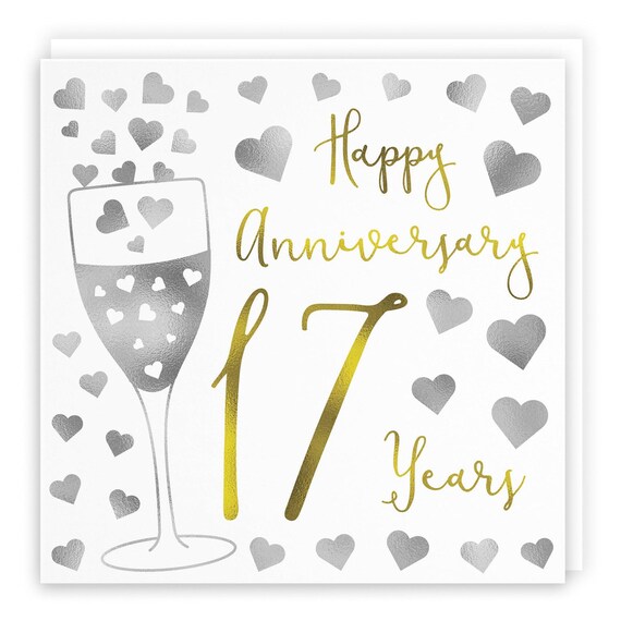 17th Wedding Anniversary Card - 'happy Anniversary' - '17 Years