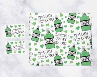 Personalised Gin Birthday Wrapping Paper with 2 tags