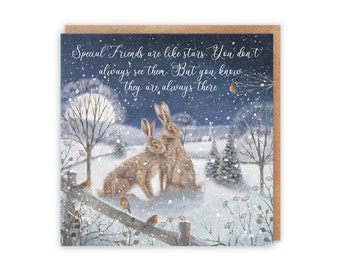 Hunts England - Special Friends Are Like Stars Fun Christmas Card - 'Christmas Eve' - Milo's Gallery Collection - Friendship Verse