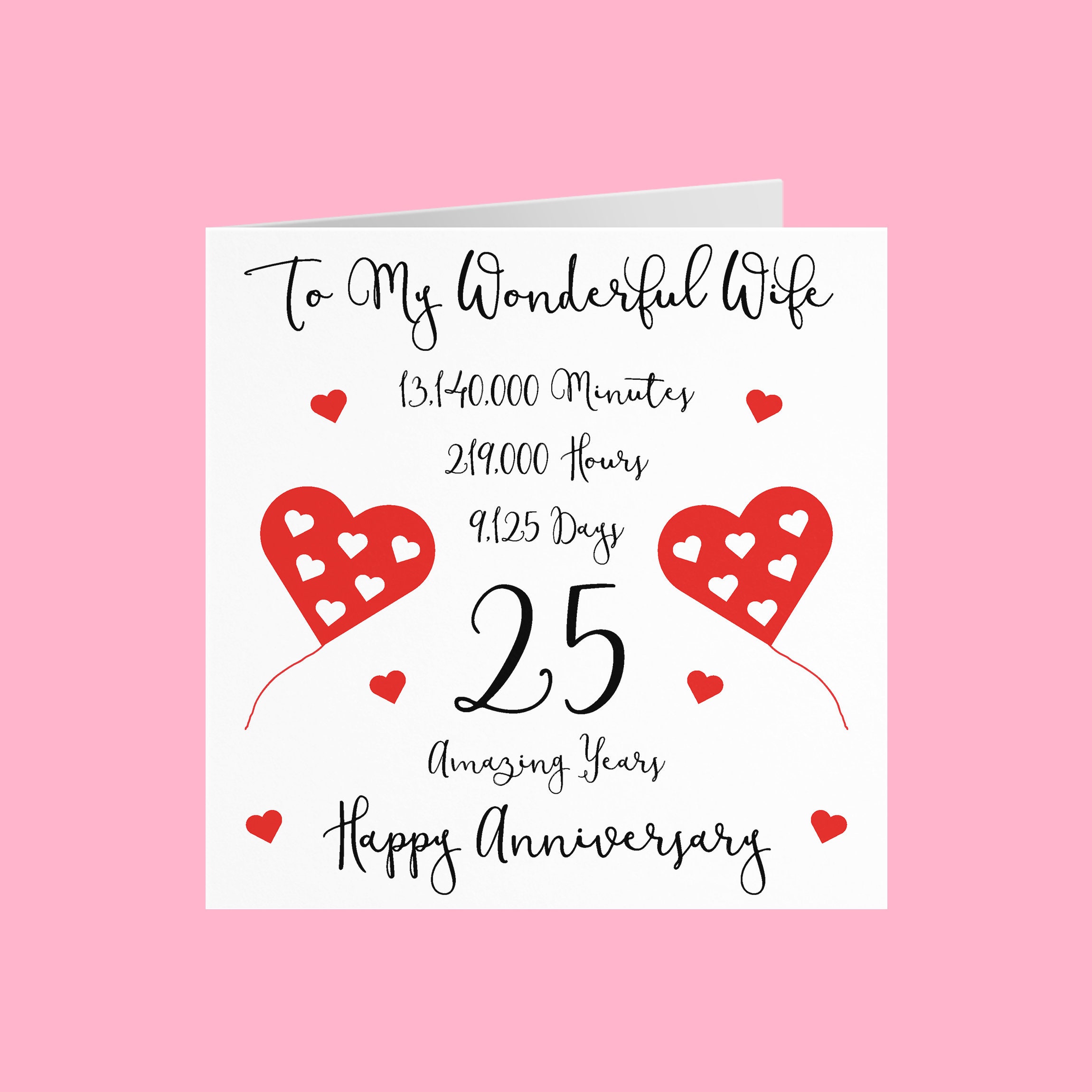 Romantic Wife 25th Wedding Anniversary Card To My Wonderful Etsy