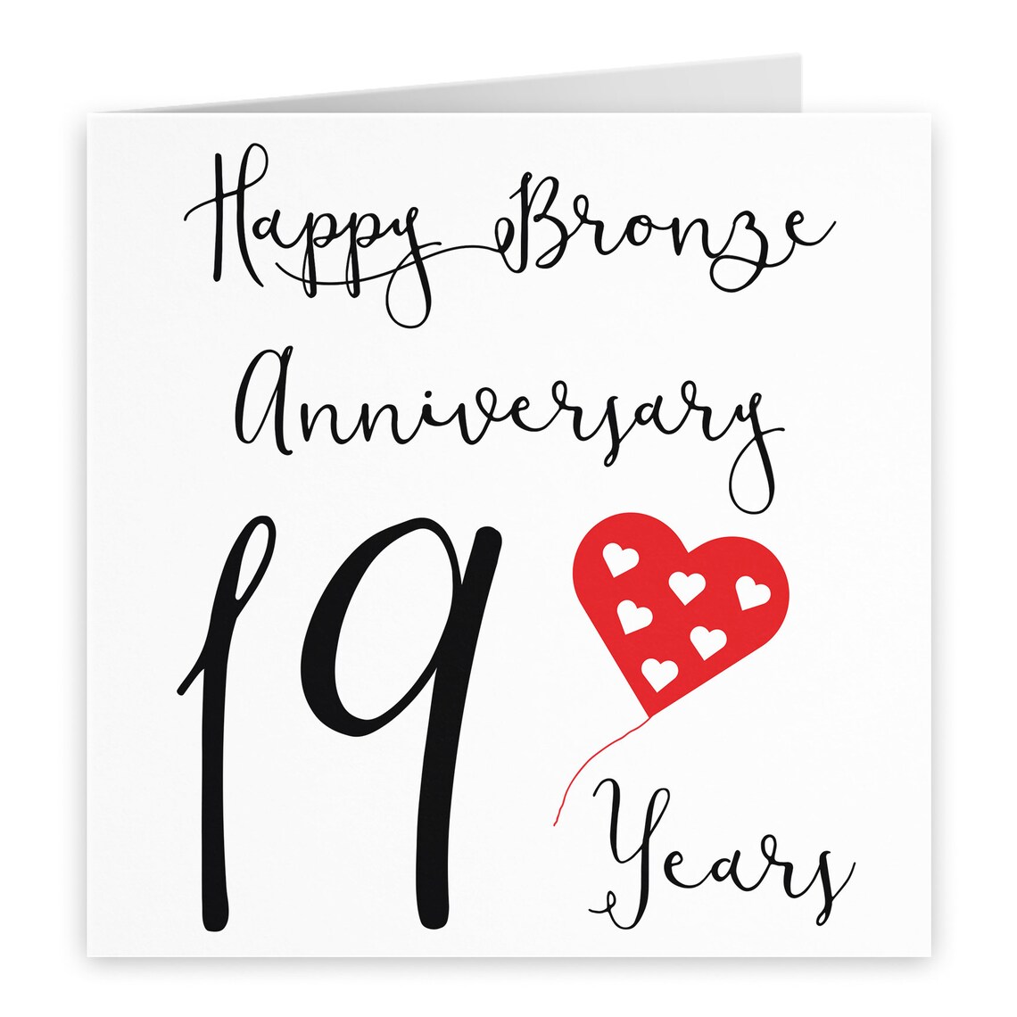 19th Wedding Anniversary Card Happy Bronze Anniversary 19 Etsy UK