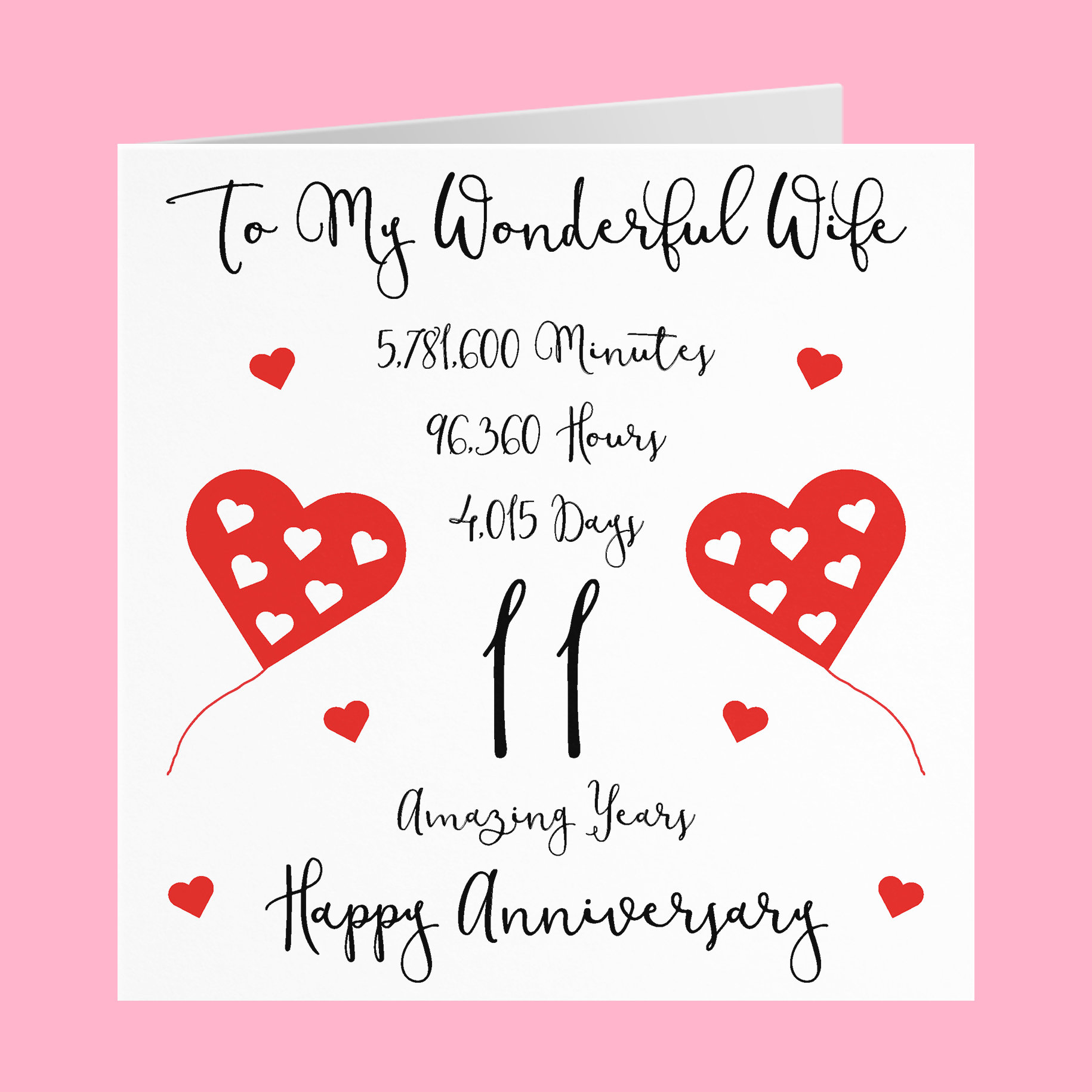 Romantic Wife 11th Wedding Anniversary Card To My Wonderful Etsy