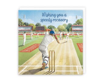 Hunts England - Cricket Wishing You A Speedy Recovery Card For Him - Milo's Gallery - Sport Get Well Card - Feel Better Soon Card