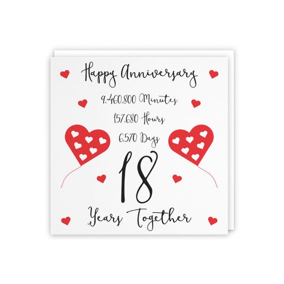 18th Wedding Anniversary Card - 18 Years Together - Happy