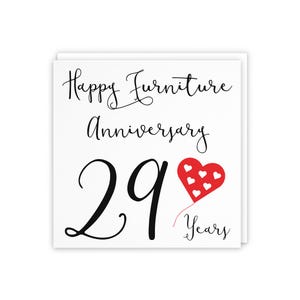 29th Wedding Anniversary Card - Happy Furniture Anniversary - 29 Years - Red Heart Collection