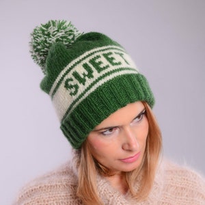 Personalized hat, Custom knit hat, personalized knit beanie, Giant Pompom, Personalized Name beanie, Customizable winter beanie
