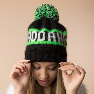 Custom Beanie, Hand knit Custom hat, Personalize beanie, Name winter hat, man name hat, Man winter beanie, Giant pompom beanie, monogram hat