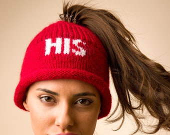 Chapéu personalizado de coque bagunçado, gorro de coque bagunçado de malha personalizado, gorro de rabo de cavalo personalizado, chapéu de malha de rabo de cavalo com nome, presente para ela, chapéu esportivo