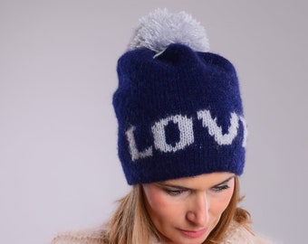 Chapéu com nome personalizado, gorro personalizado, chapéu de malha personalizado, chapéu pompom, presente personalizado, gorro masculino de malha personalizado, presente exclusivo, chapéu de inverno masculino