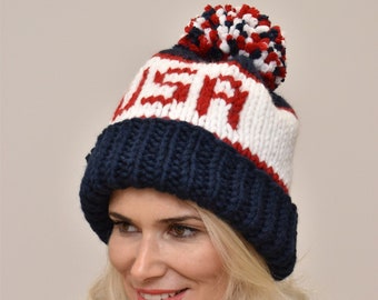 Cappello invernale spesso USA, cappello elettorale, cappello lavorato a mano, berretto invernale da uomo, berretto USA lavorato a maglia personalizzato, cappello Patriot, giorno dell'indipendenza, cappello della squadra