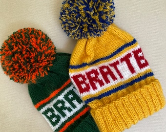 Chapéu bobble masculino personalizado, gorro pompom com nome personalizado, gorro com logotipo de malha personalizado, chapéu de marca de malha personalizado, chapéu de esqui de malha manual personalizado