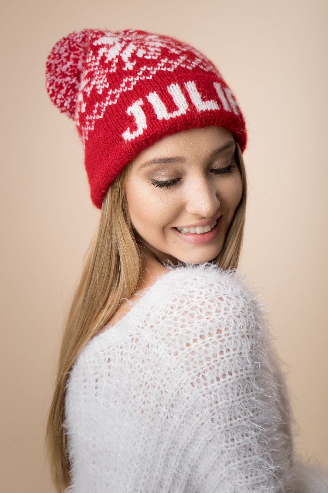 Custom Knit Winter Beanie Hand Knit Personalized Beanie Name Etsy