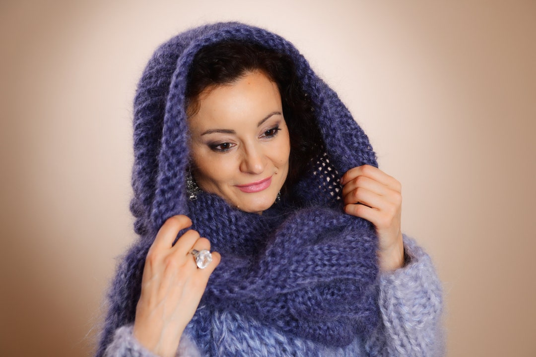 Mohair Snood Scarf Long Tube Scarf Knit Mohair Scarf Etsy UK