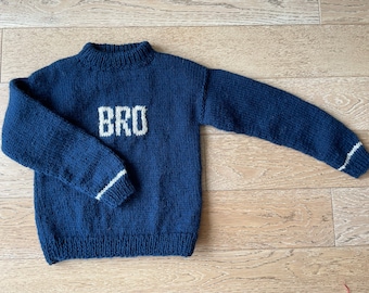 Suéter personalizado para niños, suéter para niños pequeños hecho a medida, suéter de nombre para niños, jersey personalizado tejido a mano, regalo personalizado para niños, suéter monograma