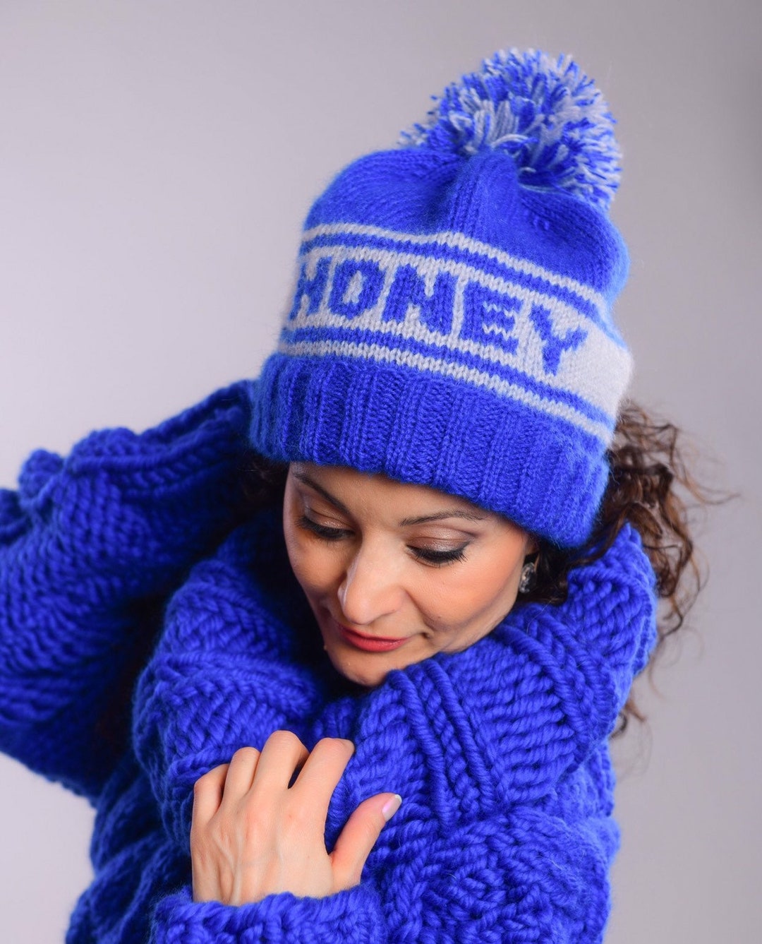 Custom Knit Name Hat, Personalized Knit Winter Beanie, Pompom Knit Hat