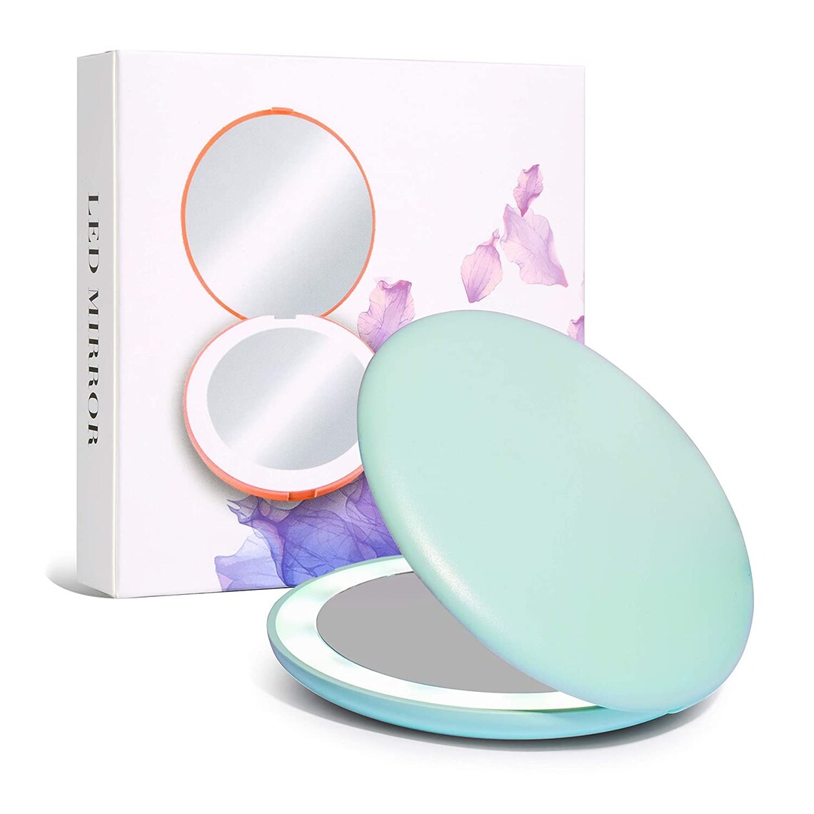 LED Lighted Travel Makeup Mirror 1x/10x Magnification Compact Etsy