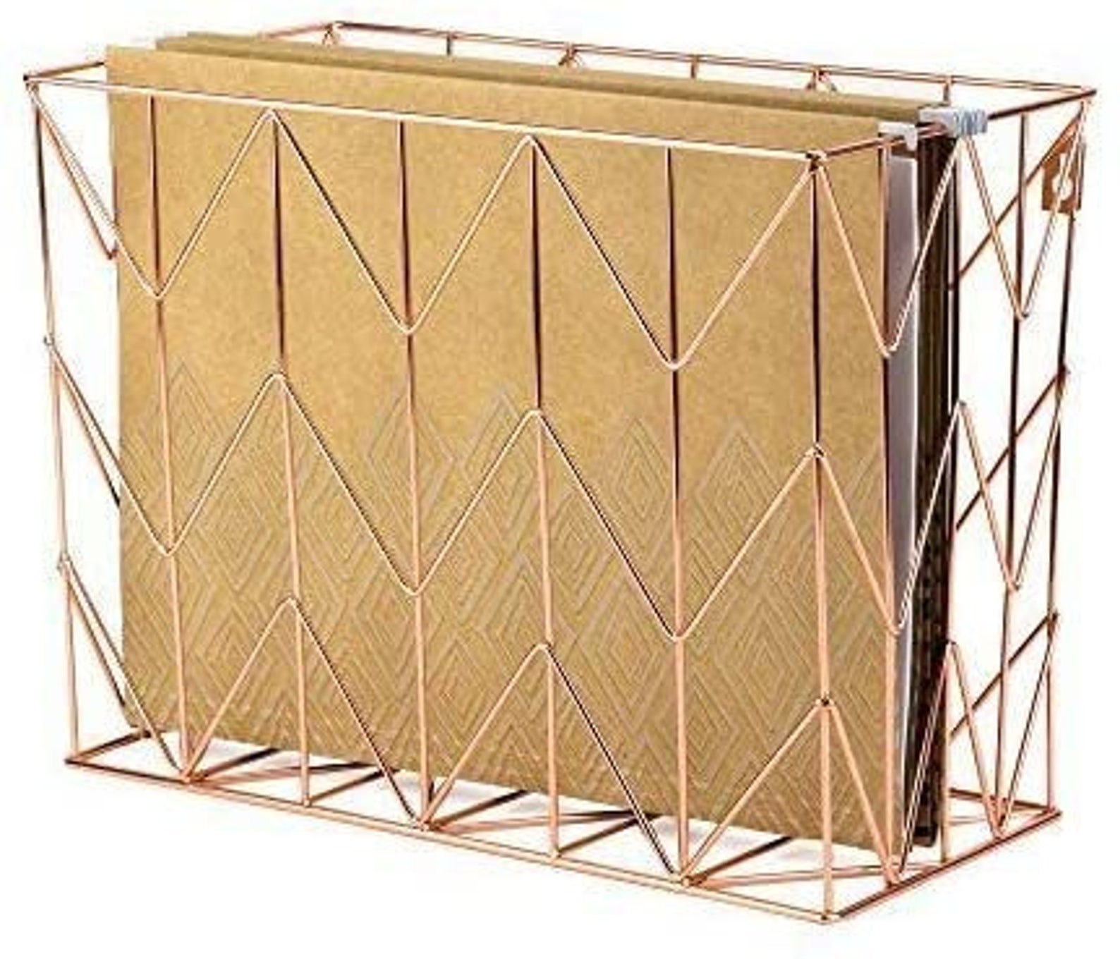 Hanging File Desk Organizer Wire Metal Copper/Rose Gold Etsy