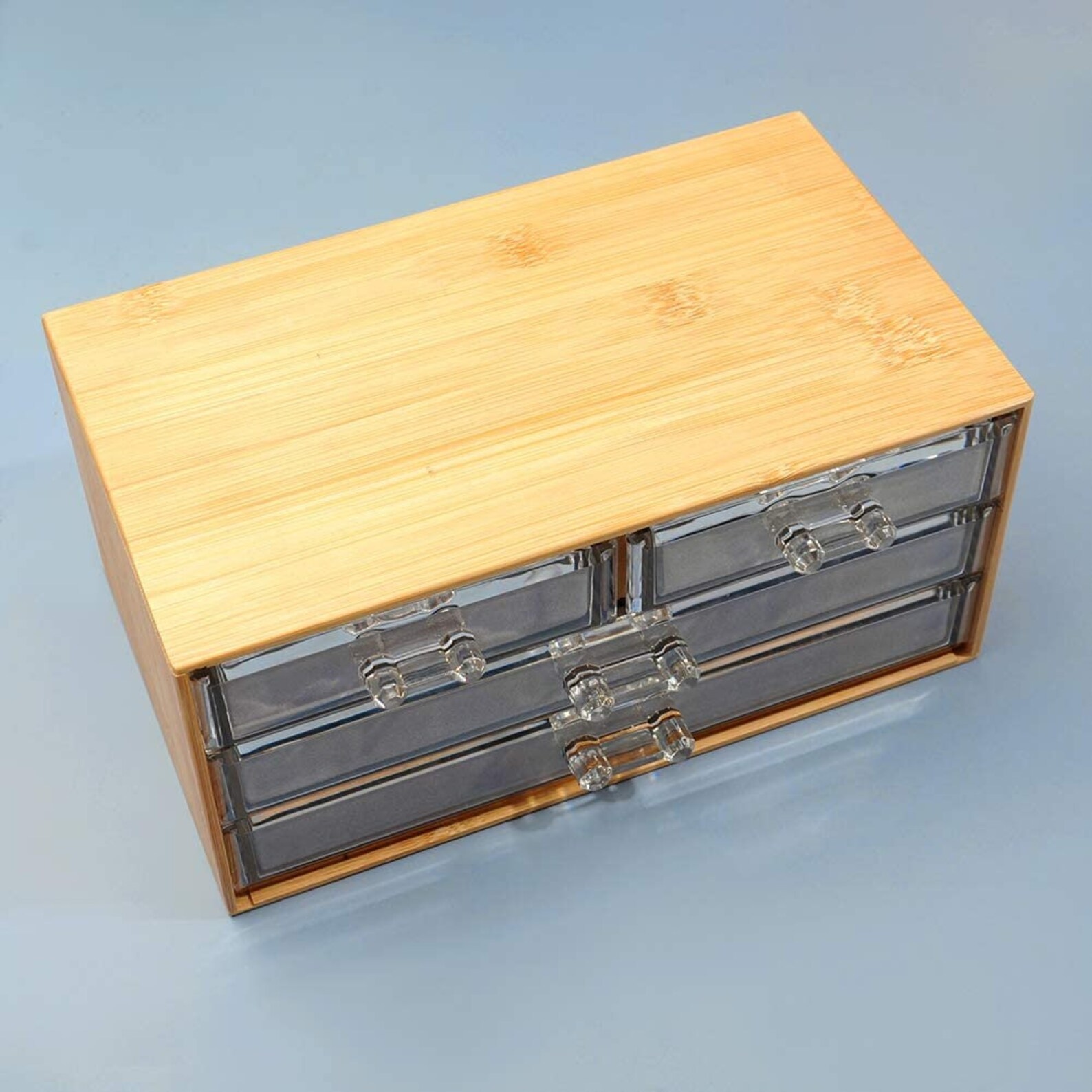 Bamboo Jewelry Organizer Box with 4 Clear Acrylic jewelry Etsy