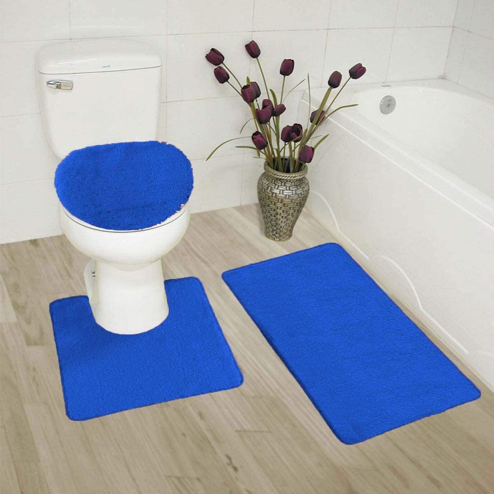 Elegant Home Goods Solid Color 3 Piece Bathroom Rug Set Bath Etsy