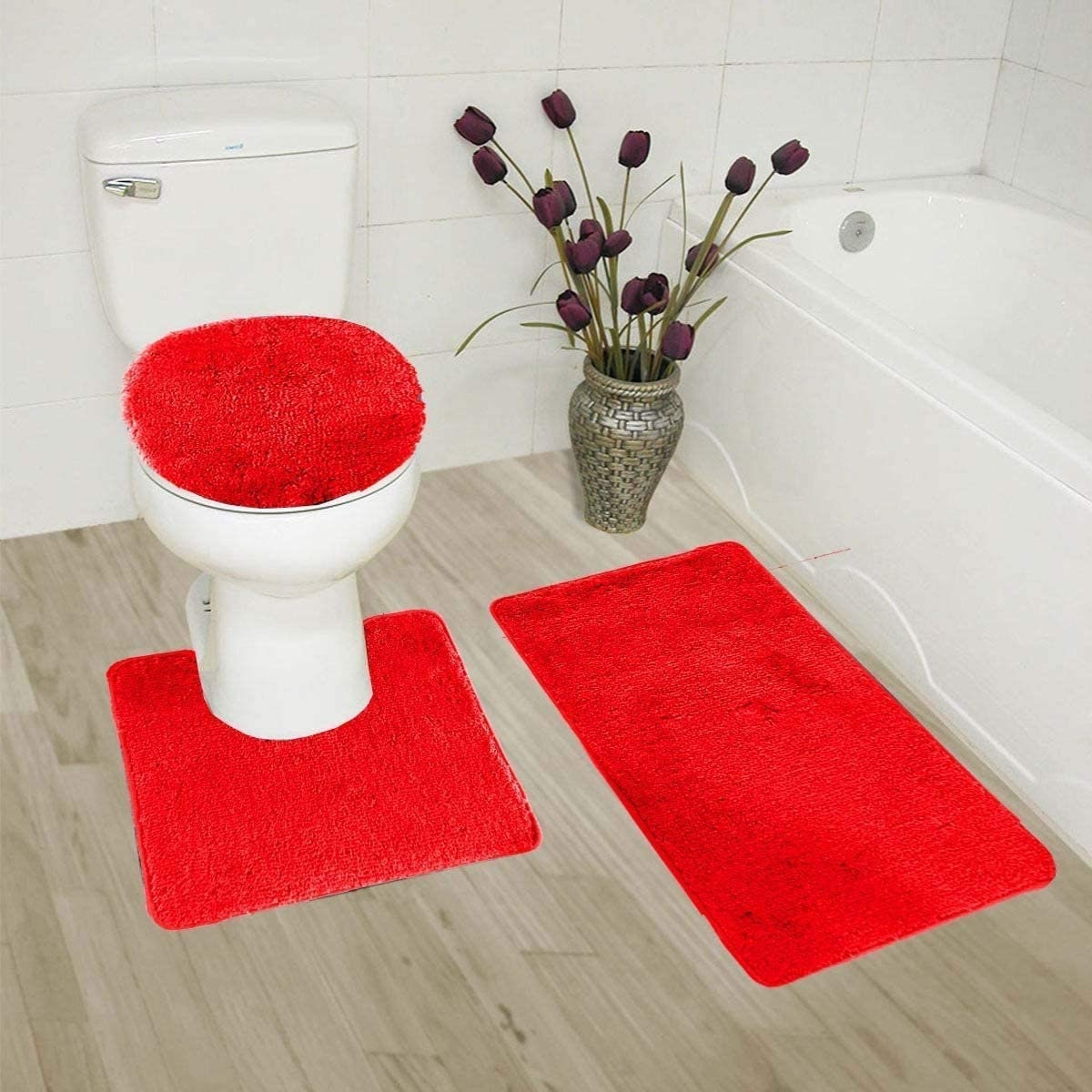 Elegant Home Goods Solid Color 3 Piece Bathroom Rug Set Bath Etsy