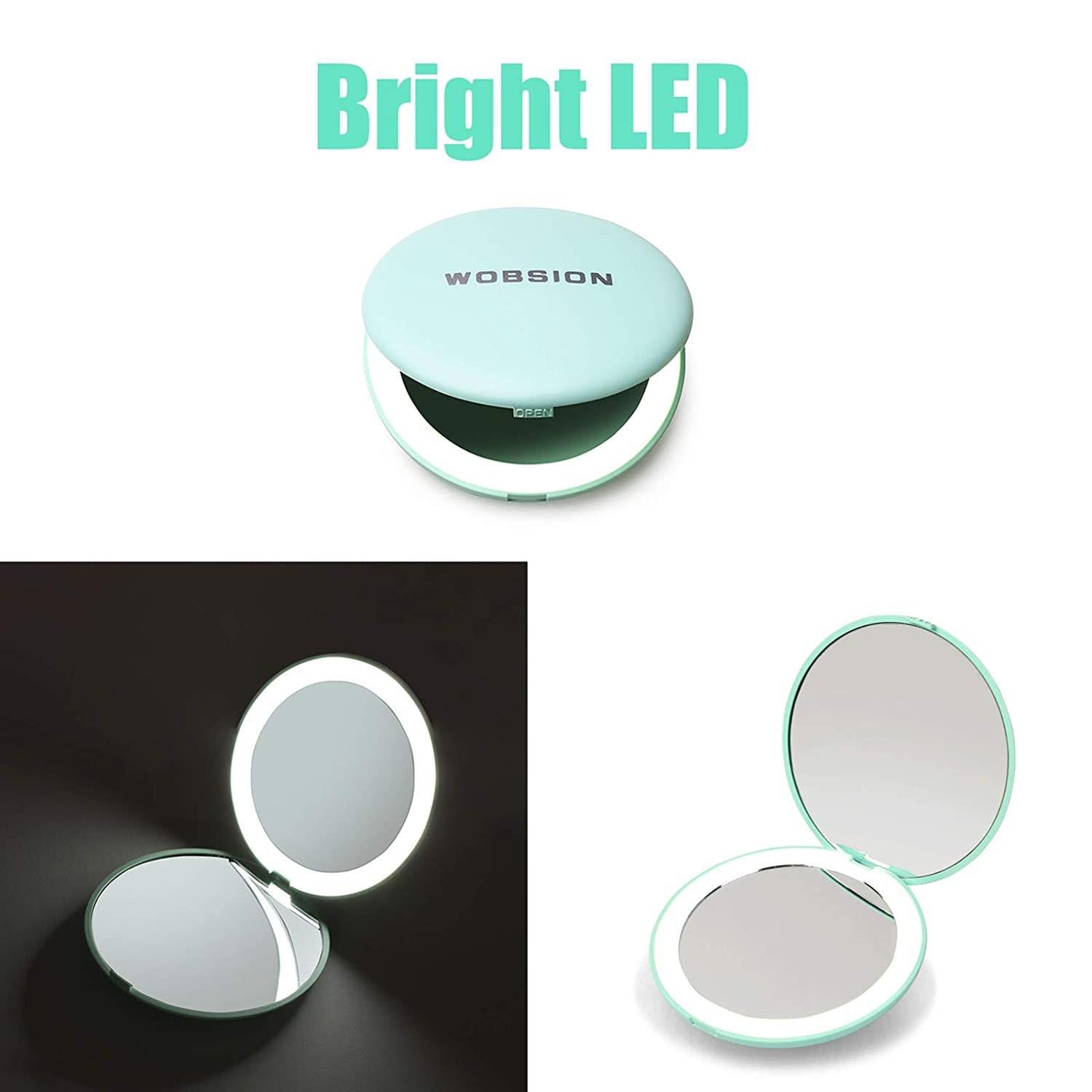 LED Lighted Travel Makeup Mirror 1x/10x Magnification Compact Etsy