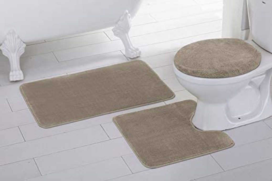 Elegant Home Goods Solid Color 3 Piece Bathroom Rug Set Bath Etsy