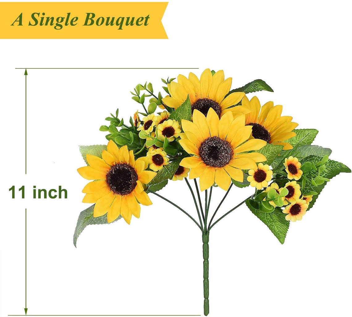 Artificial Sunflower Bouquet 4 Bunches Silk Sunflowers Fake Etsy