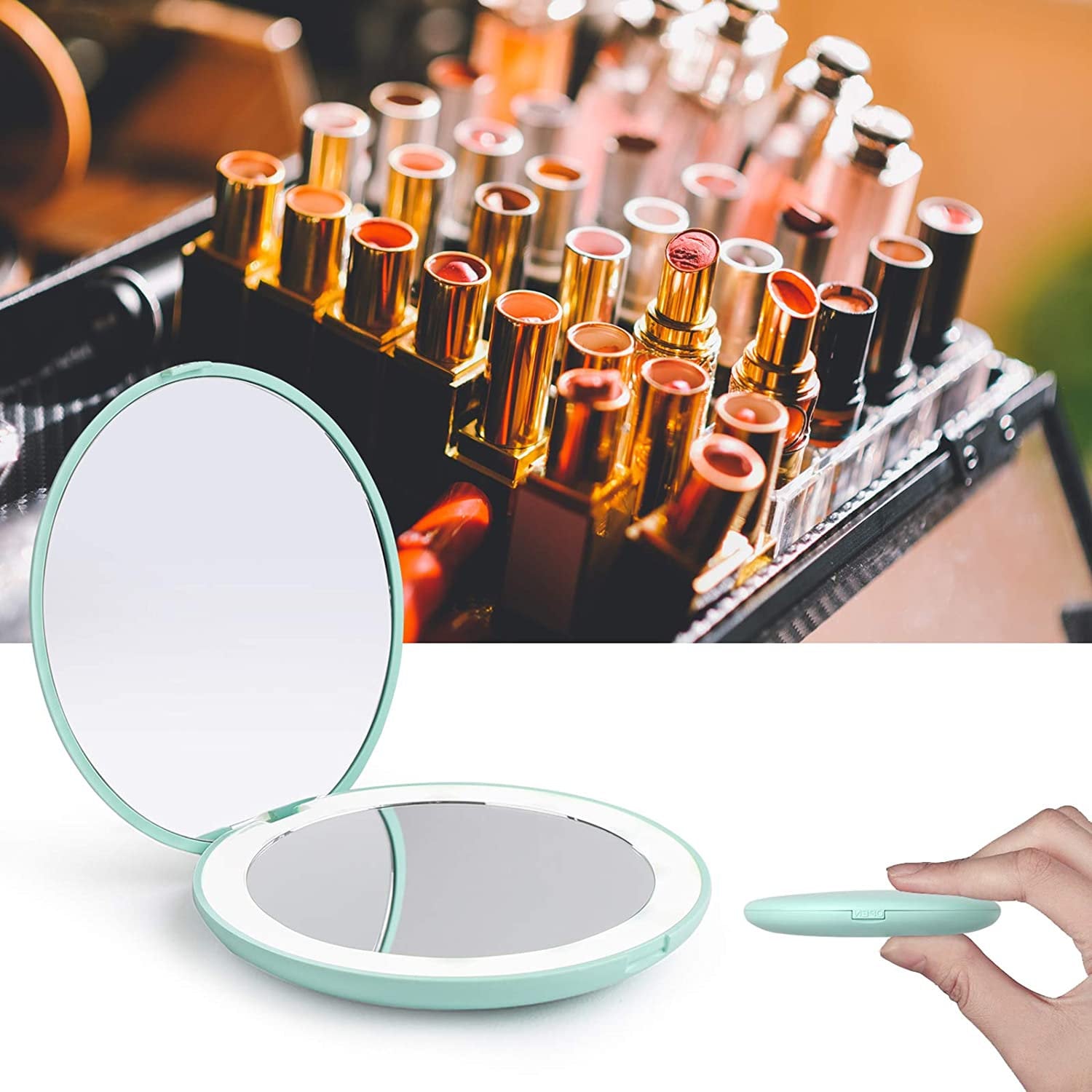 lighted magnifying mirror for travel