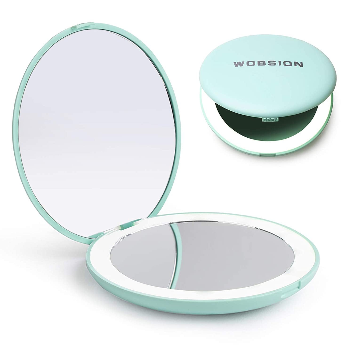 LED Lighted Travel Makeup Mirror 1x/10x Magnification Compact Etsy