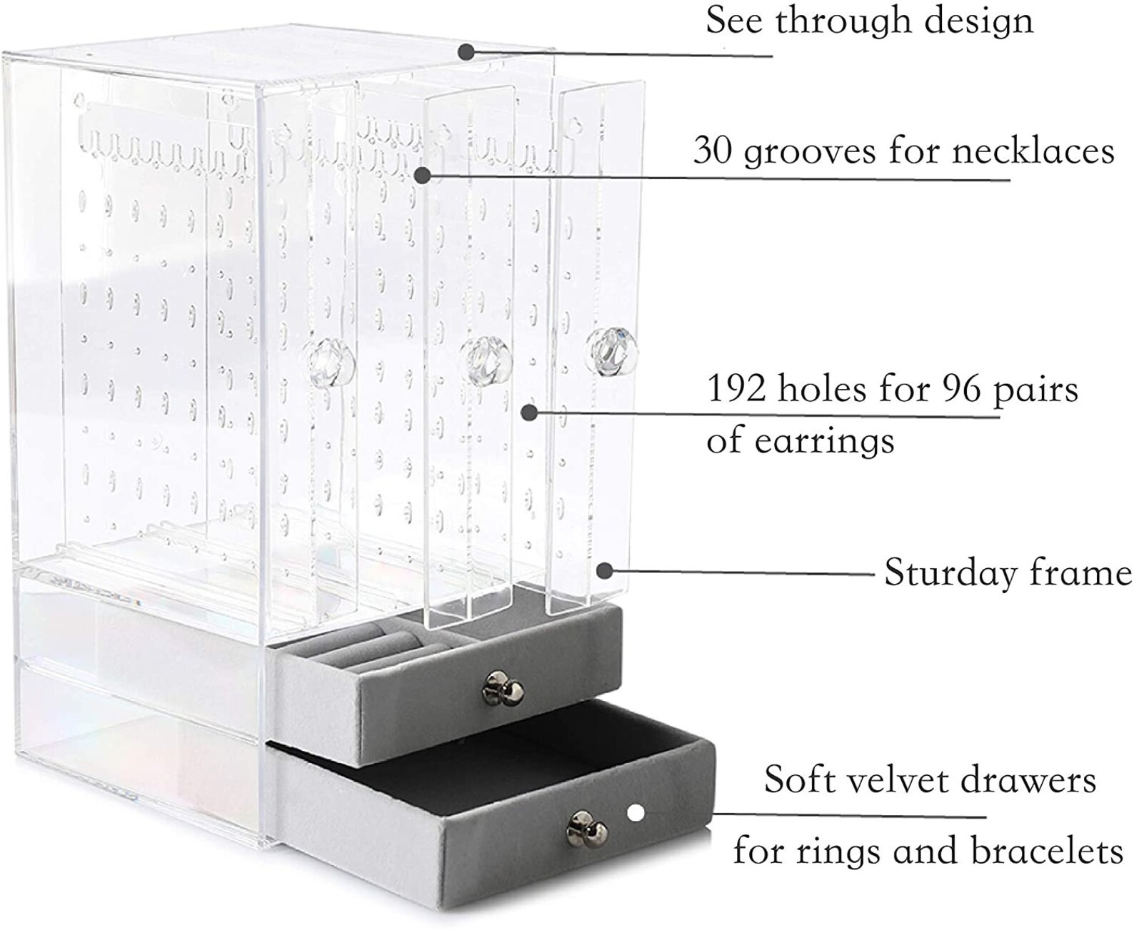 Jewelry Box Clear Jewelry Organizer Necklace Earrings & Etsy