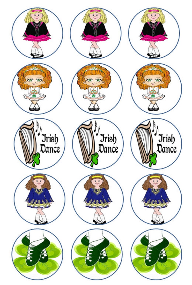 Irish Dancing birthday occasion cupcake toppers 15 x 2 Etsy