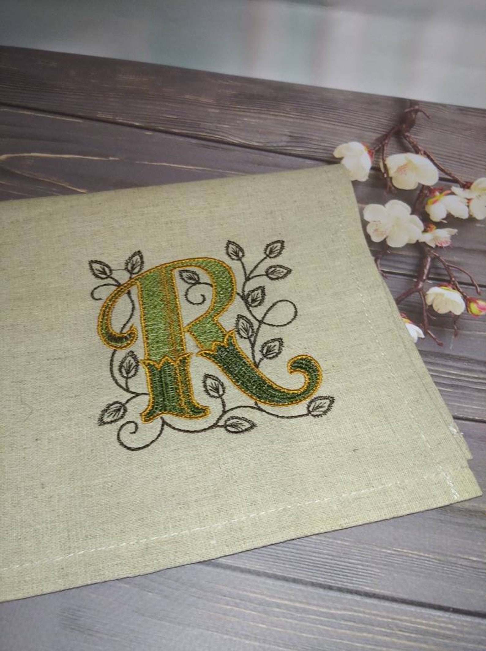 Monogram embroidery napkins Personalized Custom napkins Etsy