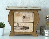 Mini Chest of Drawers. Jewelry Keepsake Box. Jewelry Cabinet. Trinket Storage, Makeup. Wooden Desktop Organizer. Paris Mini Commode